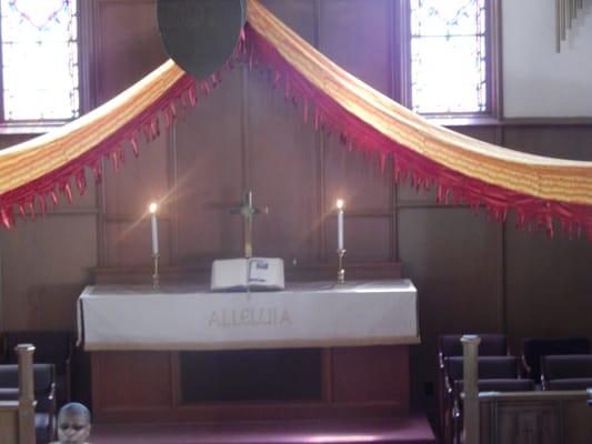 the Candles   thats up on the Alter  at  Ainsworth  United Church of Christ