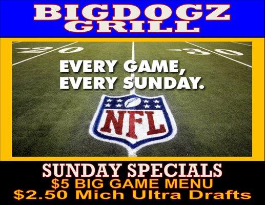 Bigdogz Sunday NFL Ticket 
Watch Every Big Game Here!