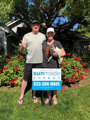 The Spears family giving a thumps up after their solar installation. Check out the amazing review they left for our team!