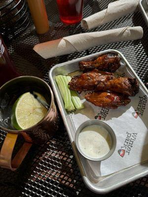 Happy hour wings and Colorado mule