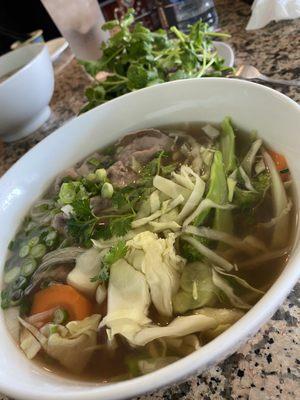 Veggie and eye round pho