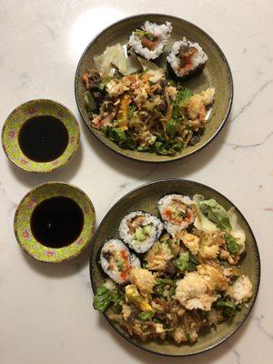 Bibimbap and sushi bowl