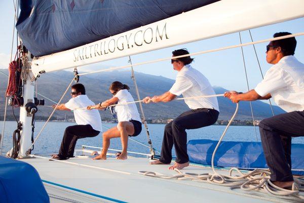 Let us put the wind in your sails! Trilogy Crew meet your every need while on board.