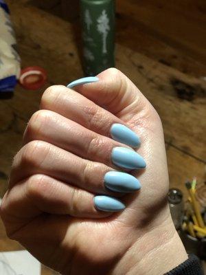 Blue acrylic gel nails