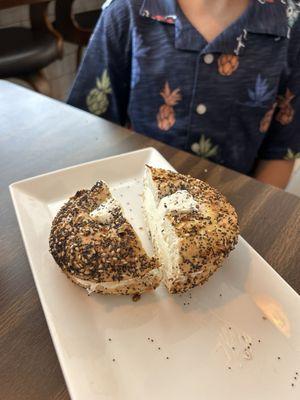 Everything bagel with cream cheese