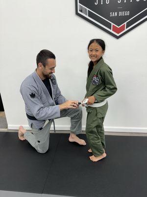 Promotion day, earning her stripe