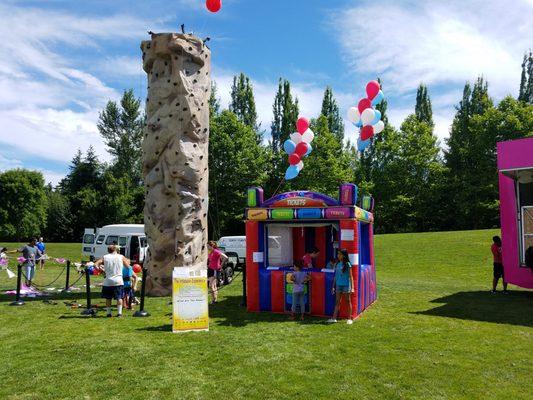 We do large events! This is our 4th of July in Kent (pictured: 26ft Climbing wall and our ticket booth)