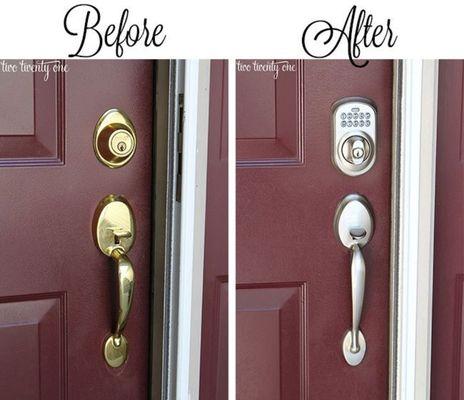 Installed a new handle and key pad on a customer's front door.