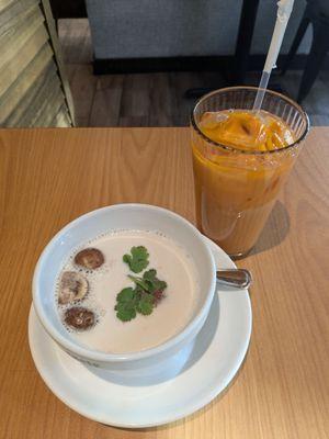 tom kha soup and thai iced tea