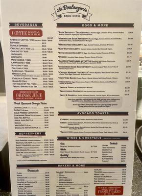 MENU -- Beverages and Breakfast