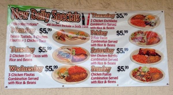 Daily Specials menu.