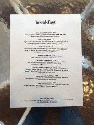 Breakfast Menu