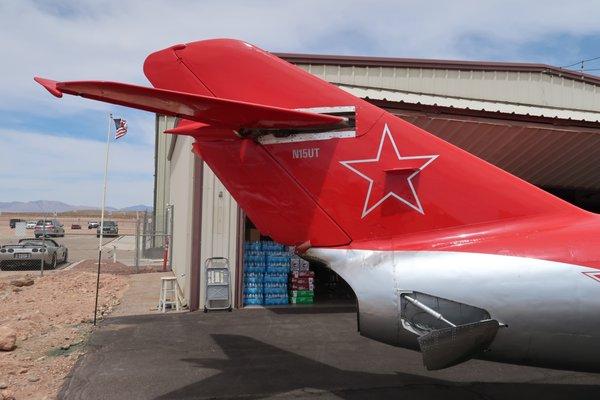 Note the tail number: N15 UT. MiG-15.