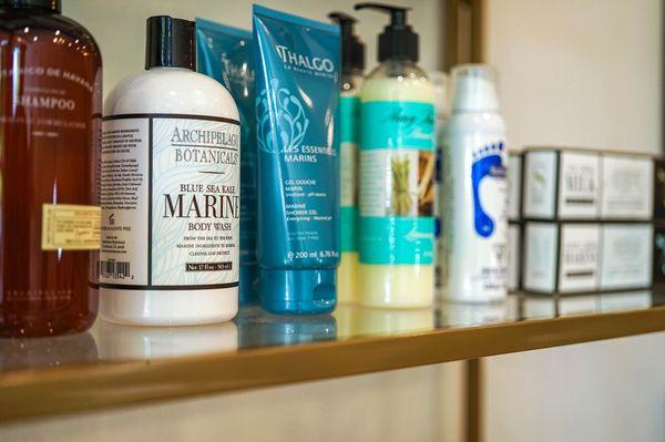 Spa Jolie offers select product for skin care, body and home. Our lines include: Thalgo, Archipelago Botanicals, OPI, Essie, and CND.