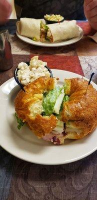 Turkey Granny Smith Croissant in foreground. Mango Chicken wrap in the background.