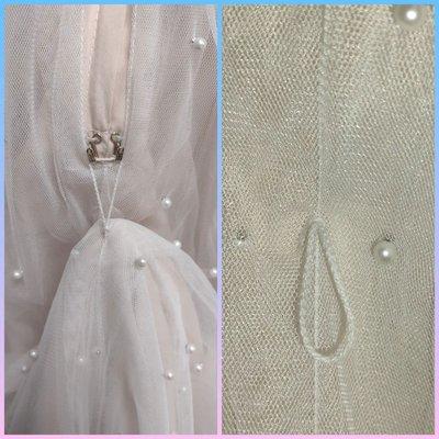 Weeding dress.  on make bustel.Hooks & loop