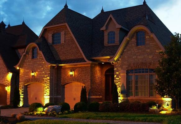 Landscaping with outdoor lighting