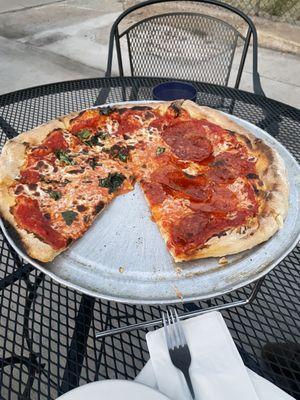 Half pepperoni and half margarita