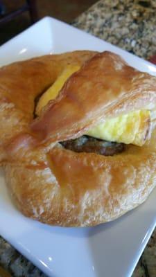 Sausage Egg & Cheese Croissant at CC's. Work-through-lunch meal!