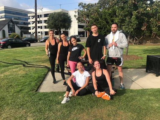 Outdoor corporate fitness bootcamp for David & Goliath