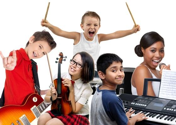 Guitar, violin, drums, piano, and voice lessons all in one place!