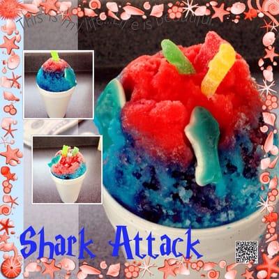 Shark Attack...Jaws was playing at the Drive-In so we created this special SnoBall!