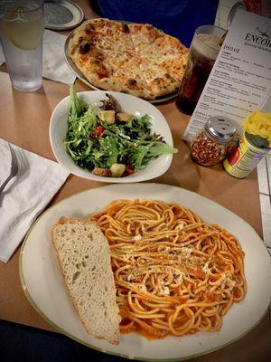 Cheese Pizza, Pasta Alla Vodka, Salad