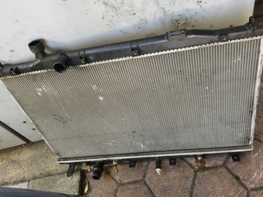 My busted radiator replaced by the team at Master Tech! Great work.