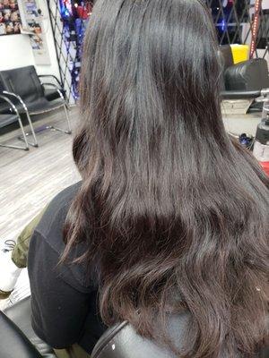 Client has freezy wavy hair wanted a hair treatment