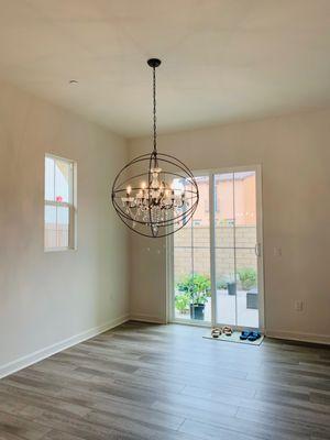 living room remodel with new patio door.