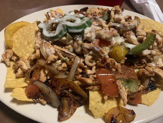 Fajita Nachos with chicken, an old favorite.