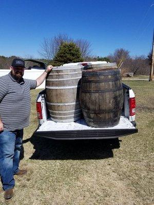 Rustic Barrel standing high tops and bar