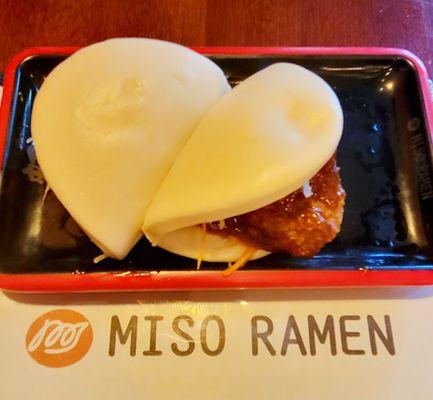 2pc Crispy Chicken Bun $7.00 (07/17/23). @Miso.Ramen #JerseyCity #JapaneseFood #Ramen #FoodPorn