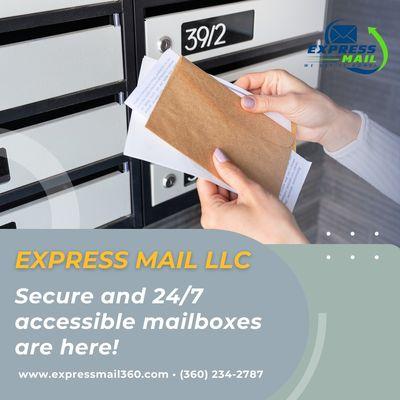 We are now open! Secure, 24/7 accessible mailboxes are here! Choose from virtual, electronic, or key mailboxes at Express Mail.