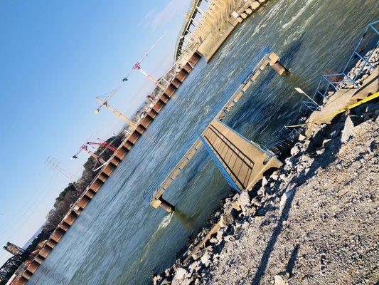 The fishing pier is closed at this time due to rising water levels.