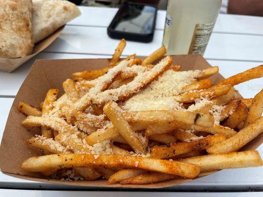 Seasoned garlic parmesan fries. Delicious!