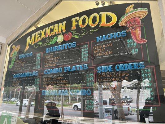 Mexican menu as of 8/4/22