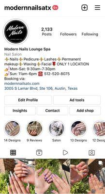 IG PAGE " modernnailsatx "