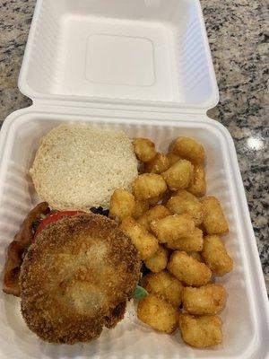 Crab cake club sandwich - lunch special. June 6, 2021.