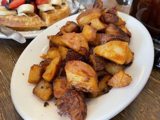 Side of hash browns, cooked perfectly