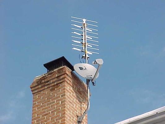 Chimney mount for both DirecTV and OTA HD Antenna