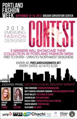 NW Designers ENTER NOW, it's free and 3 will win a spot to showcase on the runway to open PFW 2013!  www.portlandfashionweek.net