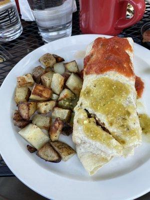 Chorizo burrito and potatoes