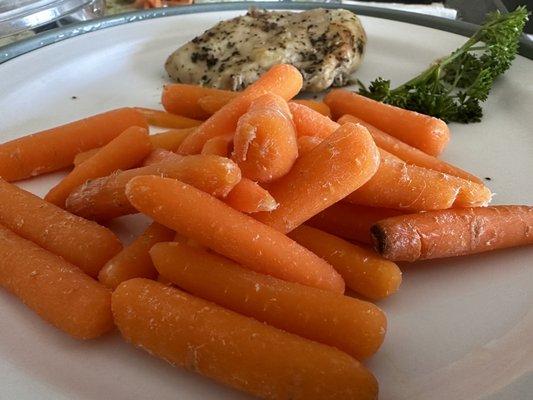 Carrots and baked chicken breast