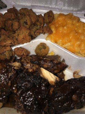 Jerk Chicken,  Mac and Cheese & Fried Green Tomatoes