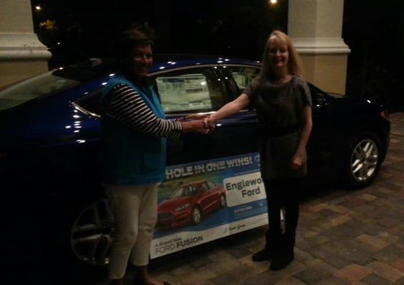 Mrs. Patel, the winner of a brand new Ford Fusion in our Hole in one event for the Wounded Warrior Project!