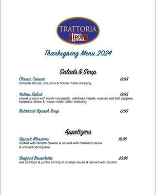 Thanksgiving menu