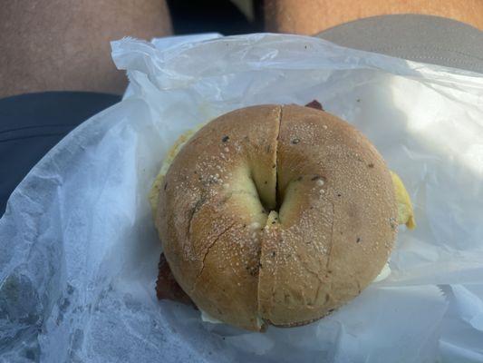 Spinach Bagel w/bacon, egg, and cheese