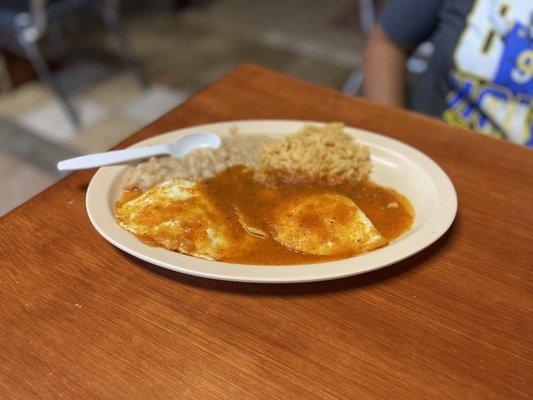 Rice, beans and eggs