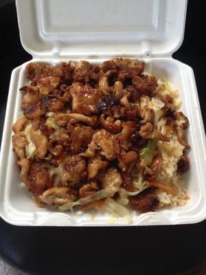 Chicken Teriyaki with extra meat and extra sauce, delicious!